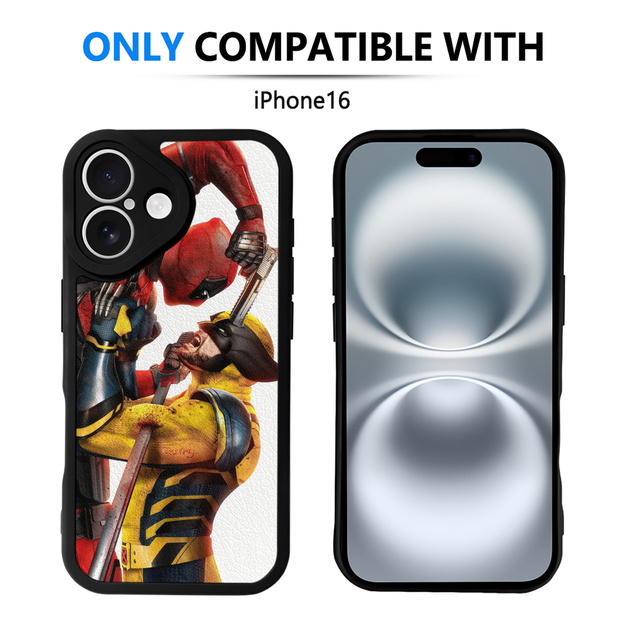 （画像用） Deadpool デッドプール 【iPhone 16シリーズ対応】シリコンスマホケース（レザー調） 材質：シリコン